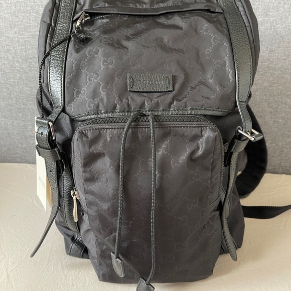 Gucci backpack in black monogram nylon canvas and leather with sivler hardware - Picture 5 of 11
